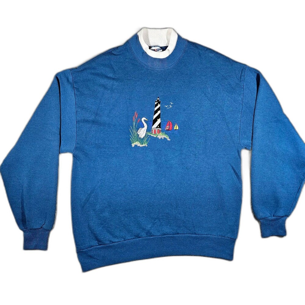 Vintage 90's Jerzees NuBlend Embroidered Crew Neck Women's Sweater Sz Large